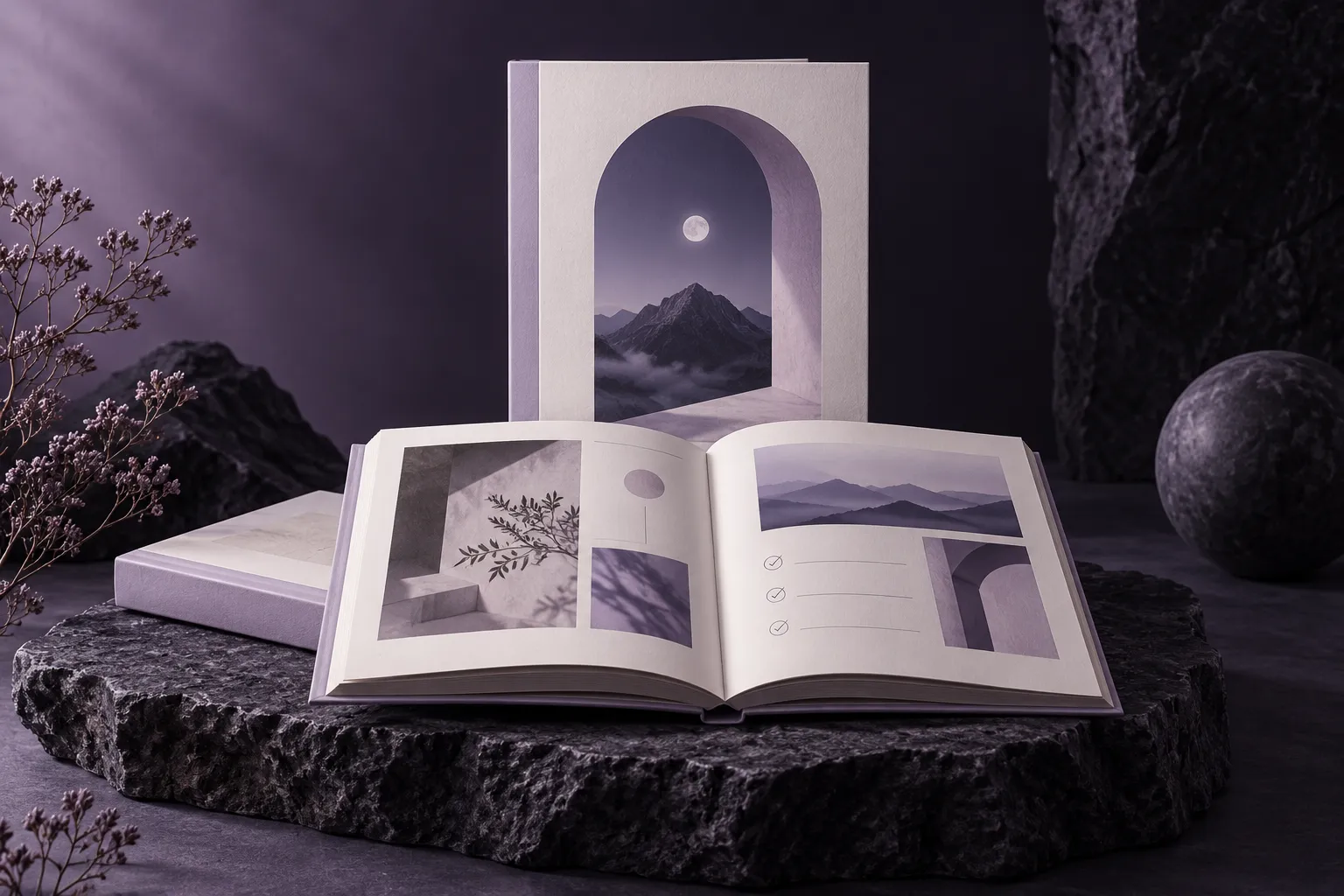 Hochwertige Notizbücher mit Checklisten und Architekturmotiven