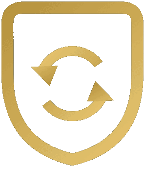 Das goldene TauschRevier-Wappen mit zwei kreisförmigen Tauschpfeilen.